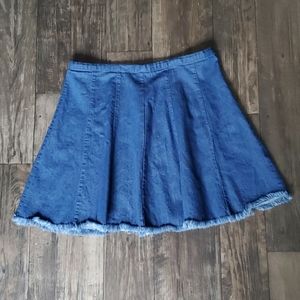 Altar'd State Raw Hem Chambray Denim Skirt